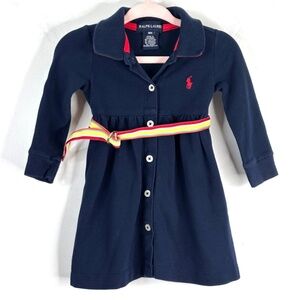 Ralph Lauren Polo Dress Baby 9M Long Sleeve Navy Rainbow Easter Old Money Preppy